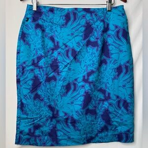 Worthington Purple And Blue‎ Floral Pencil Skirt Size 14